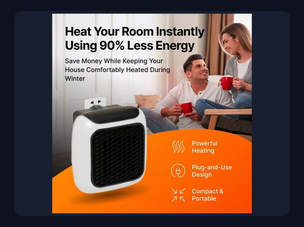 VelaWarm™ Compact Ceramic Wall-Outlet Space Heater With Remote & Dust Filter Package Contents
